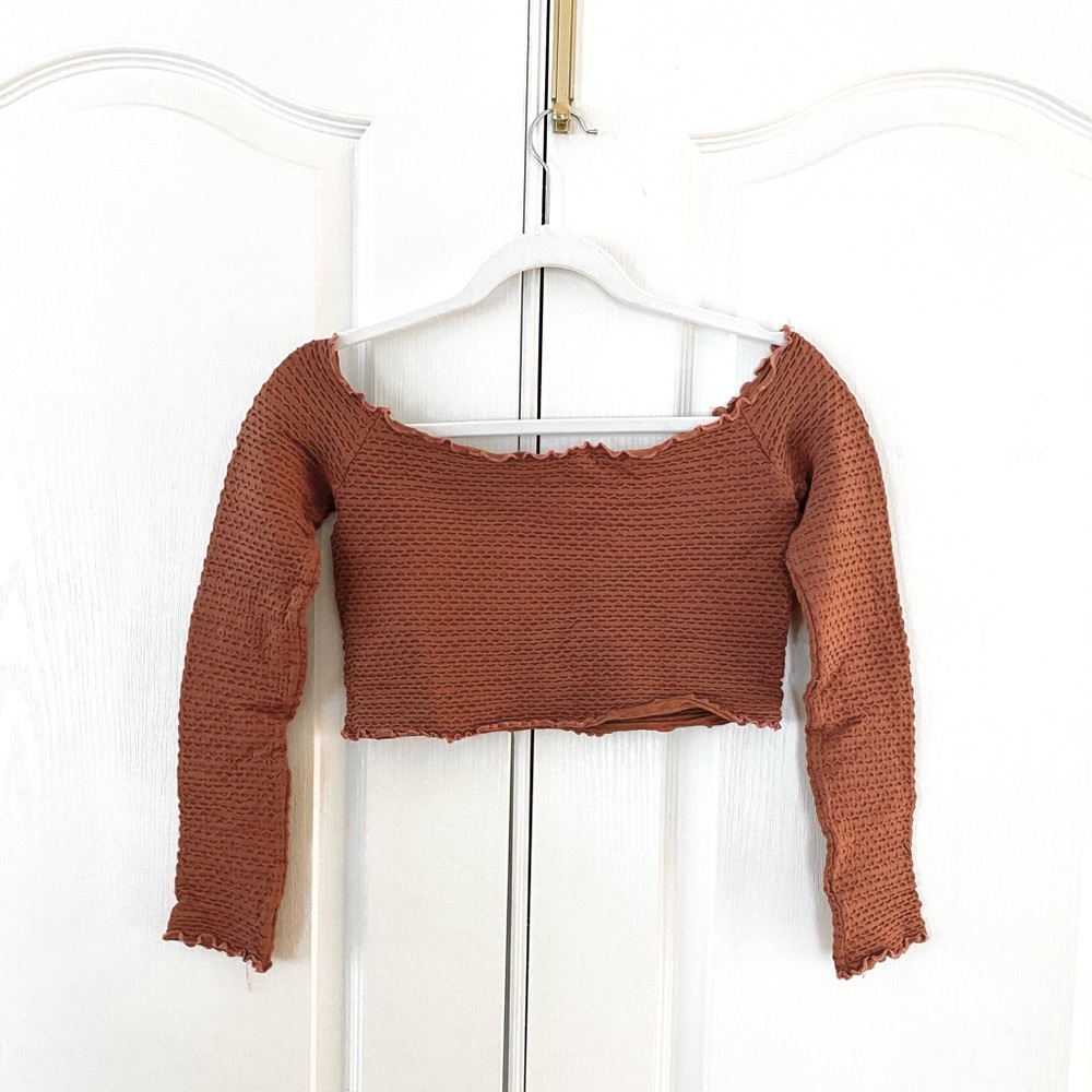 Free People Textured Long Sleeve Crop in M/L